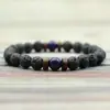 Pulseira Masculina da Moda Amazon wish Pulseira de Contas Retrô Europeia e Americana Pedra Vulcânica Pulseira de Yoga Transfronteiriça Cabelo