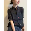 Camisa de Lino con Cuello Polo Little Pony de Colores para Mujer Estación Europea Verano Nueva Moda Ropa de Mujer Elegante Casual Top