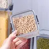 Caja de almacenamiento de cocina cuadrada gruesa para mascotas, caja de plástico transparente sellada para mantener la frescura, tanque de almacenamiento de granos secos