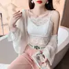 Camisola de Renda com Lindo Design nas Costas para Mulheres, Pura e Sexy, Adequada para Usar por Cima ou por Baixo, com Bojos, Tamanho Grande, Tubo Fino e Respirável