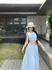 Conjunto de Dos Piezas para Mujer: Chaleco Exquisito de Diseño Francés sin Mangas y Falda Larga Ajustada, Nuevo Estilo de Verano