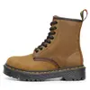 Botas de Trabajo Aibi Denggao 1460 para Mujer, Botines Verdes de Cuero Crazy Horse de Primera Capa, Botas Unisex de Piel Genuina, Zapatos de Motocicleta de Punta Redonda