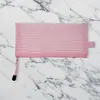Estuche para Lápices de Malla Transparente Portátil Amazon Color Sólido Rayado Malla Hueca Caja de Papelería para Exámenes Almacenamiento de Datos