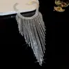 Colar Europeu e Americano Transfronteiriço Exquisito Moda Flor de Diamante Franja Corrente de Suéter de Luxo Leve High-End Colar Personalizado de Nicho