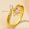 El Popular Anillo Copo de Nieve de Oro Arena de Xiaohongshu es Moderno, Exquisito, Ligero y Lujoso, Apertura de Boda, Venta al por Mayor de Anillo de Zirconia Ajustable