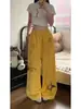 Pantalones de chándal casuales con estampado de dibujos animados retro americano para mujer, estilo holgado y relajado, pantalones largos de pierna recta con cintura elástica, versátiles pantalones de pierna ancha
