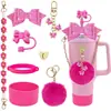 Acessórios de Laço Pingente da Copa Stanley Chaveiro Ornamento de Pelúcia Copo de Fruta Decoração de Tampa de Canudo de Borboleta