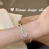 Estilo Coreano Dongdaemun Diseño de Nicho Plata de Ley S925 Pulsera con Colgante Redondo Hueco de Lazo Resistente Gama Alta