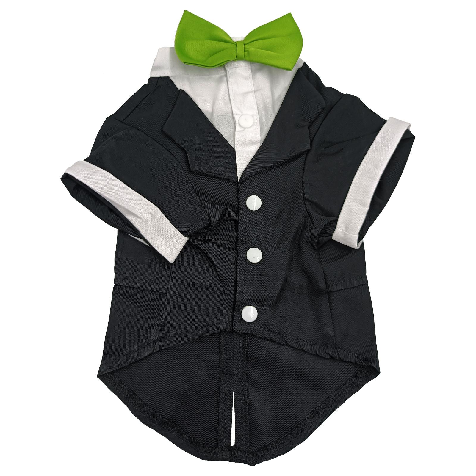 草绿领结礼服平铺正面