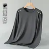 Camiseta deportiva casual para hombre de manga larga con estampado, moderna para adolescentes, adecuada para todas las estaciones, cuello redondo, top básico de manga larga
