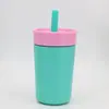 Taza de Silicona con Popote para Niños Transfronteriza Estilo Mismo que Owla Taza de Café Pequeña Capacidad 12oz Taza Térmica de Acero Inoxidable