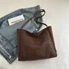 Bolso de Gamuza Retro de Gran Capacidad Transfronterizo para Mujer 2025 Otoño Senmeng Bolso Cubo para el Trabajo Bolso Tote Casual