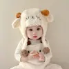 Chapéus de Pelúcia Quentinhos Super Fofos para Bebês Meninos e Meninas Outono e Inverno, Chapéus Fofos com Proteção de Orelha, Chapéus de Puxar à Prova de Vento, Chapéus de Bebê