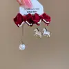 Pendientes Colgantes de Plata Chapada en Oro Real de 18K con Aguja de Plata, Pendientes de Año Nuevo Chino del Zodiaco, Pendientes de Lujo Ligero de Gama Alta para Mujer