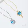 Pingente Planeta Azul Galáxia Lua Banhado a Ouro Real 14K com Zircônia Inlaid Pingente para Pulseira Colar Joias Feito à Mão DIY
