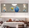 Arte de parede autoadesiva para cabeceira de quarto, mural de fundo de quarto, pintura decorativa impressa para quarto principal de hotel, pintura decorativa para pendurar em casa de temporada