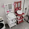 Estante de lavabo de pie para el hogar estante de almacenamiento anticuado para baño estante de lavabo de acero inoxidable tipo suelo rural moderno