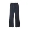 Calça Reta com Cordão Color Block para Mulheres, Verão, Esconde a Barriga, Emagrecimento, Versátil Casual de Perna Larga, Calça Yoga, Calça Fitness Esportiva