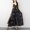 Vestido de tirantes de gasa con estampado paisley blanqueador estilo Mori francés artístico