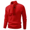 Suéter de tricô masculino transfronteiriço com gola alta, botões diagonais e design de cachecol, apresentando uma malha grossa e texturizada para um caimento justo, proporcionando calor e conforto para o outono e inverno