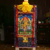 Buda Yuan Hui Huang Caishen Thangka Cinco Sobrenomes Deus da Riqueza Estilo Xizang Pintura Decorativa de Entrada Thangka Feito à Mão Pintura Suspensa de Buda Murais
