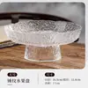 Plato de fruta de cristal ensaladera estilo ins alto valor de color transparente grande plato de fruta seca plato redondo de aperitivos plato de fruta con patrón de piedra