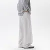 Calça Jogger Deconstruída com Barra Curva Estilo Americano para Homens, Outono e Inverno com Forro de Fleece, Marca Tendência, Caimento Solto, Calça Esportiva, Calça de Pierna Larga Reta High Street