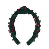 Suministro Exclusivo Transfronterizo de Diademas Navideñas de Color Verde Oscuro con Pedrería Roja y Verde Retorcida, Diademas de Ambiente para Fiesta Festiva Adornadas con Pedrería de Lujo Ligero