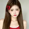Lindo y Juguetón Clip para el Cabello de Niña con Lazo de Cinta en Forma de Corazón Clip para el Flequillo Pasador Accesorio para el Cabello de Estudiante Pasador