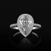 Sanjie comercio electrónico transfronterizo joyería creativa brillante forma de gota circón anillo de bodas joyería de boda para damas venta al por mayor