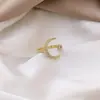 Nuevo anillo de media luna, anillo de estrella y luna de moda europea y americana, anillo de apertura para el dedo índice de estrella y luna de estilo nacional.