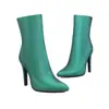 Botas de cuero de punta baja para otoño e invierno, transfronterizas, con suela de goma, antideslizantes, cremallera lateral, tacón alto para mujer, versátiles botas Martin de comercio exterior