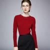 Suéter Delgado de Cachemira sin Costuras para Mujer, Cuello Redondo, Corte Ajustado, Suéter Interior Cálido, Suéter de Punto Ajustado de una Sola Línea para Otoño e Invierno