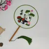 Leque Redondo Bordado de Suzhou, Bordado Dupla Face, Tema Panda de Chengdu, Leque de Dança Estilo Antigo, Leque para Foto, Venda Direta de Fábrica