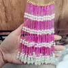 Cadena Individual de Cuentas de Arroz con Borlas, Cadena Semi-Terminada, Accesorio para el Cabello en Forma de Abanico, Tocado Xiuhe, Pasador para el Cabello Hanfu, Accesorios DIY, Componentes para Joyería