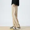 Pantalones Casuales de Hombre de Talla Europea Transfronterizos, Tendencia Primavera-Verano, Holgados, Color Sólido, con Dos Rayas, Pantalones Deportivos de Pierna Ancha a la Moda