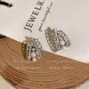 Brincos de Pérola de Design Niche de Luxo Leve High-end Brincos Geométricos Elegantes da Moda para Mulheres Joias de Orelha de Celebridade da Internet