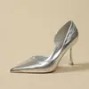 Zapatos de Tacón Alto Plateados para Mujer con Cortes Laterales, Impresionante Estilo Nuevo, Tacones Finos, Elegantes y Cómodos, Perfectos para Vestidos, Gama Alta 2026