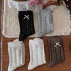 Meias femininas de outono e inverno até a panturrilha com bolinhas tridimensionais e laços, meias femininas versáteis estilo coreano, meias de algodão puro