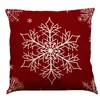 Amazon Temu Más Vendido Funda de Almohada de Algodón Estampada Roja Navideña Cojín para Sofá Cojín para Coche