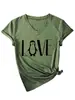 Camiseta de Manga Corta con Cuello en V Adelgazante Talla Extra Grande para Mujer de 100 kg con Diseño de Estampado de Verano y Corte Holgado