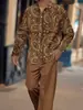 Conjunto de Camisa de Manga Longa Estampada Digital de Primavera e Outono Europeu e Americano da Amazon, Conjunto de Moda Esportiva Casual Estampado