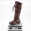 Botas Altas Europeas Retro Desgastadas Arrugadas Tacón Grueso Botas para Motociclista Tallas Grandes Botas de Mujer 40-43 Comercio Exterior Transfronterizo