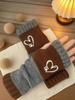 Guantes de Punto Cálidos y de Moda para Mujer de Otoño e Invierno, Guantes Cálidos para Exteriores de Medio Dedo con Hilo Acrílico y Diseño de Bloques de Color, Transfronterizo