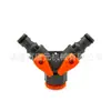 Conector de Três Vias de Plástico com Interruptor e Válvula, Uma Entrada e Duas Saídas, Divisor de Três Vias, Acessórios Conectores para Mangueira de Tubo de Água