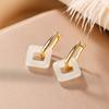 Pendientes cuadrados geométricos de jade hetiano chapados en oro de plata esterlina S925 de Yilu, pendientes de moda de alta calidad de mediados de la antigüedad