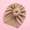 Gorro de primavera para niños, nuevo, de punto, sin gorro, elástico, de color liso, estilo indio con forma de donut.