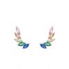 Brincos de Asas de Anjo com Zircônia Arco-Íris S925 Prata Feminino Moda Transfronteiriça Europeia e Americana Personalizado Ins Elegante Versátil