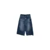Pantalones Vaqueros de Tres Cuartos Estilo Retro Americano Yuyi para Mujer Verano Calle Alta Casual Sueltos Rectos Pierna Ancha Longitud Media ss788