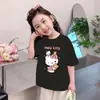 Camiseta de Manga Corta de Algodón Puro para Niñas Verano Nuevo Estilo Tops de Manga Corta para Niños Mayores Camisas Base de Manga Media Dulces y Lindas